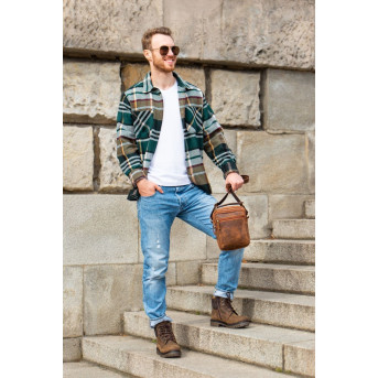 PRAKTYCZNA MĘSKA SASZETKA NA RAMIĘ VINTAGE PAOLO PERUZZI T-22-HBR