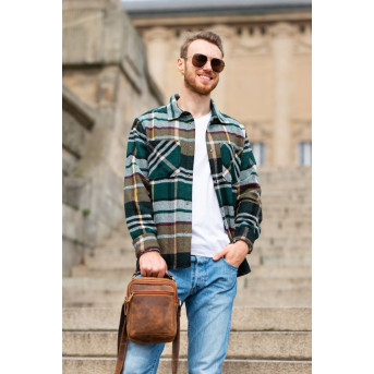 PRAKTYCZNA MĘSKA SASZETKA NA RAMIĘ VINTAGE PAOLO PERUZZI T-22-HBR