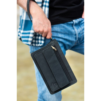 VINTAGE SASZETKA DO RĘKI DLA MĘŻCZYNY ZE SKÓRY HUNTER PAOLO PERUZZI T-23-HBL