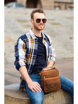 PRAKTYCZNA MĘSKA SASZETKA NA RAMIĘ VINTAGE PAOLO PERUZZI T-28-HBR