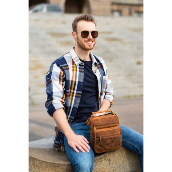 PRAKTYCZNA MĘSKA SASZETKA NA RAMIĘ VINTAGE PAOLO PERUZZI T-28-HBR