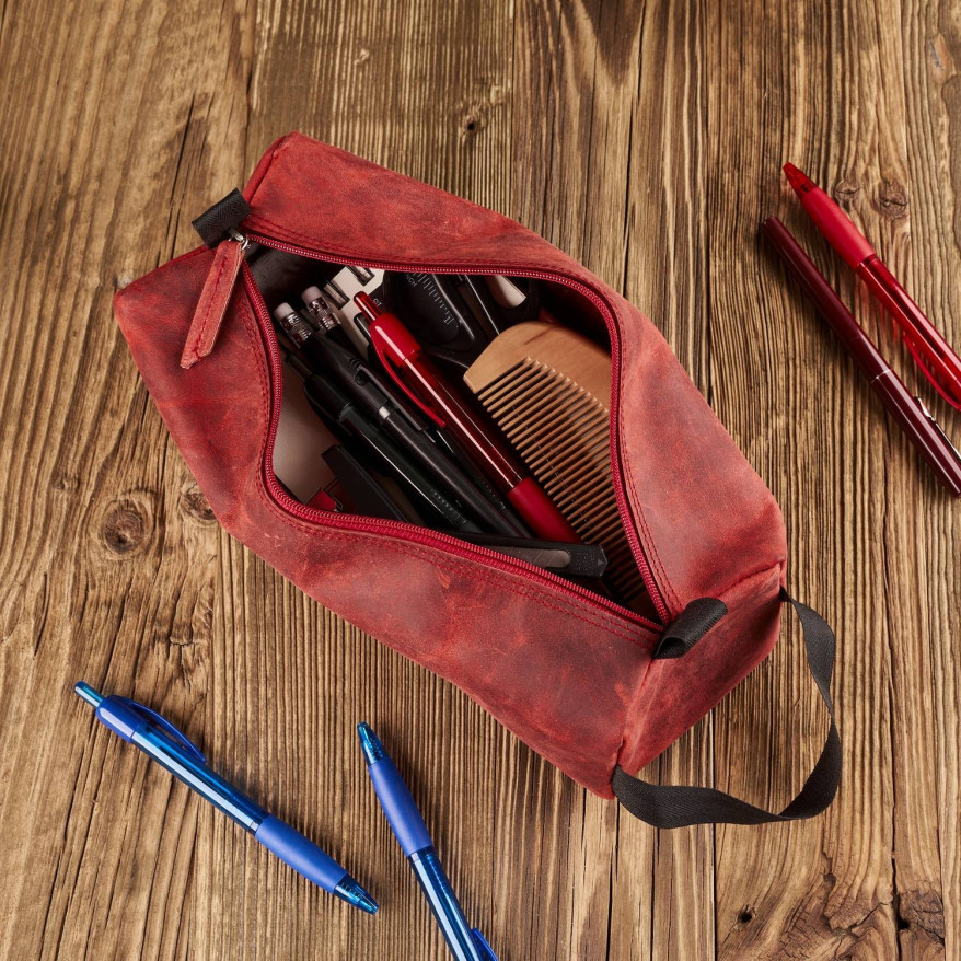 SKÓRZANA KOSMETYCZKA VINTAGE PAOLO PERUZZI T-52-RD