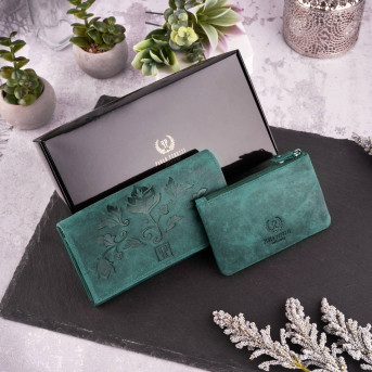 ZESTAW PREZENTOWY DLA KOBIET ZUP-39-GR PORTFEL SKÓRZANY T-44 I ETUI T-51