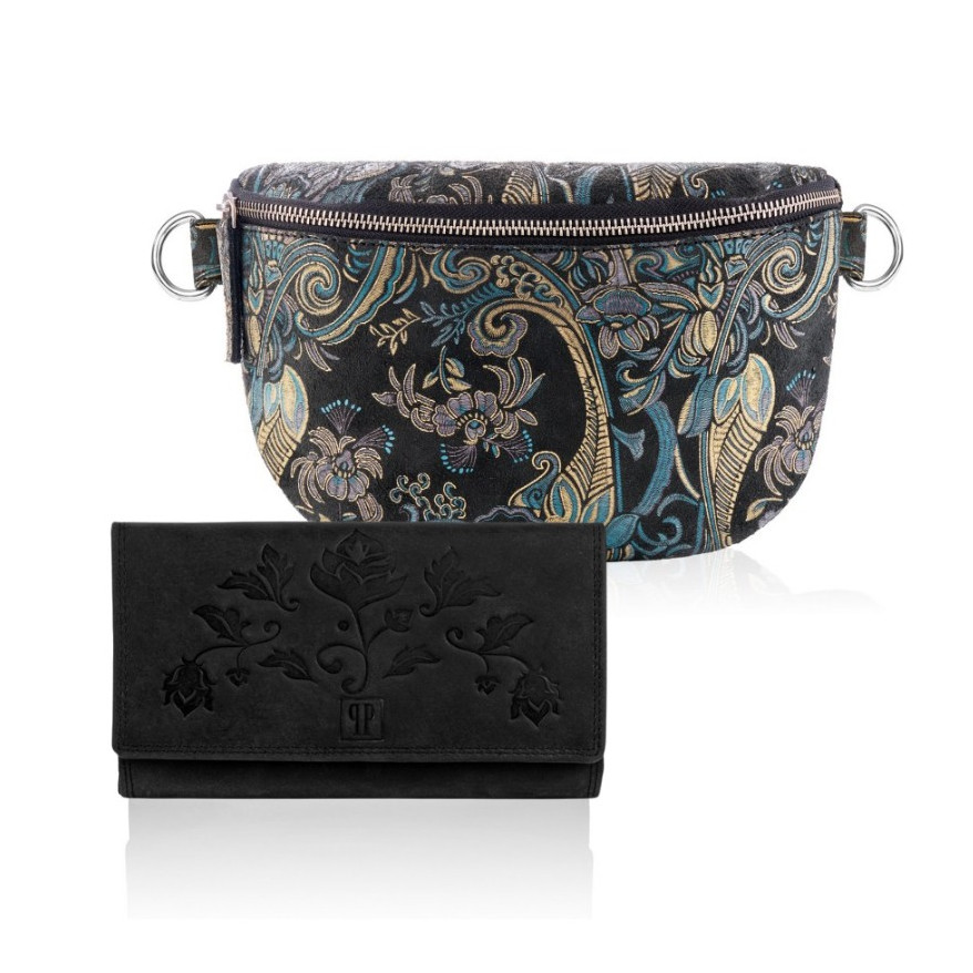 ZESTAW PREZENTOWY ZUP-60 PORTFEL ZE SKÓRY NATURALNEJ T-05-BL I SASZETKA NERKA T-36-G