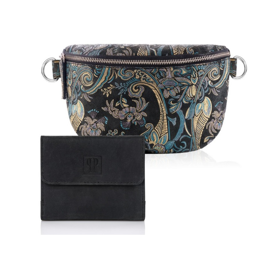 ZESTAW PREZENTOWY ZUP-61 PORTFEL SKÓRZANY T-11-BL I SASZETKA NERKA T-36-G