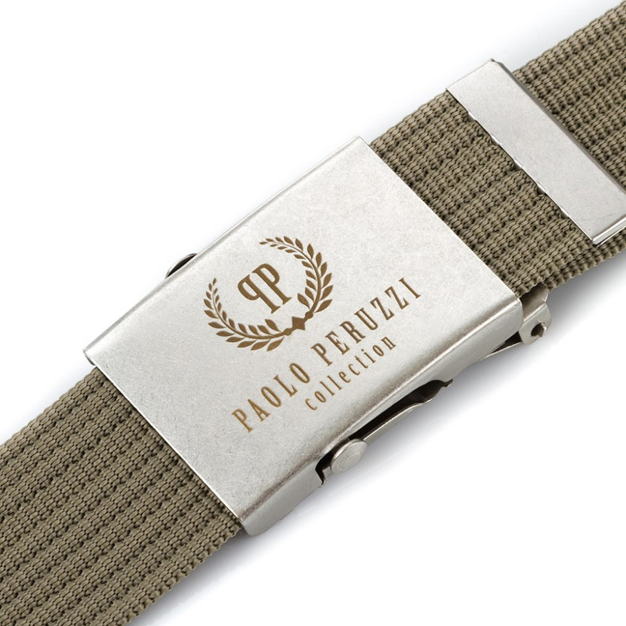 PASEK MĘSKI PAOLO PERUZZI KHAKI PARCIANY PW-06-105 cm