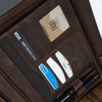 BRĄZOWY BIWUAR ZE SKÓRY POSTARZANEJ VINTAGE PAOLO PERUZZI T-57-BR