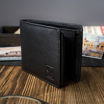 KLASYCZNY SKÓRZANY PORTFEL MĘSKI PAOLO PERUZZI T-64-BL