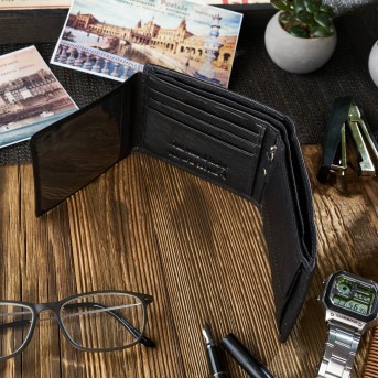 KLASYCZNY SKÓRZANY PORTFEL MĘSKI PAOLO PERUZZI T-64-BL