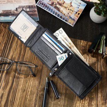 KLASYCZNY SKÓRZANY PORTFEL MĘSKI PAOLO PERUZZI T-64-BL