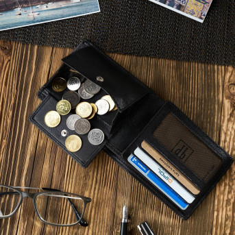 CZARNY PORTFEL MĘSKI ZE SKÓRY NATURALNEJ  PAOLO PERUZZI T-66-BL