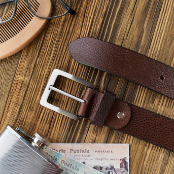 SKÓRZANY PASEK MĘSKI BRĄZOWY 90 CM PAOLO PERUZZI 01Z0290