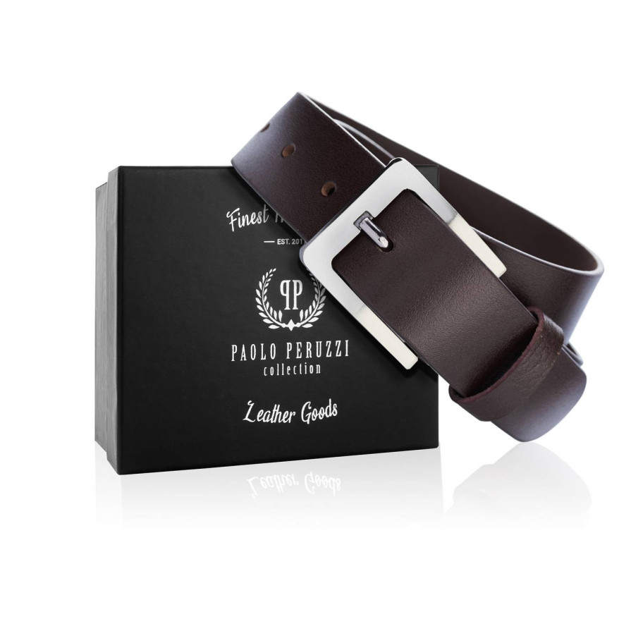 BRĄZOWY PASEK MĘSKI SKÓRZANY DO SPODNI 100 CM PAOLO PERUZZI 02Z02100