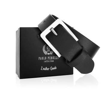 SKÓRZANY PASEK MĘSKI CZARNY 90 CM Z KLAMRĄ KLASYCZNĄ PAOLO PERUZZI 04Z0190