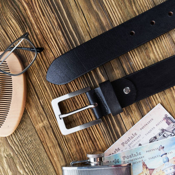 SKÓRZANY PASEK MĘSKI CZARNY 100 CM Z KLAMRĄ KLASYCZNĄ PAOLO PERUZZI 04Z01100