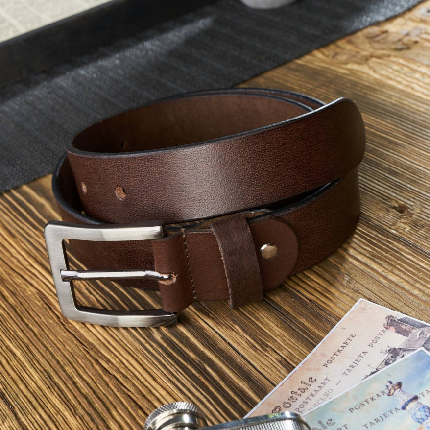 SKÓRZANY PASEK MĘSKI BRĄZOWY 120 CM Z KLAMRĄ KLASYCZNĄ PAOLO PERUZZI 04Z02120