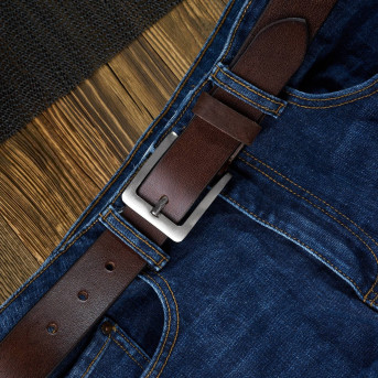 SKÓRZANY PASEK MĘSKI BRĄZOWY 120 CM Z KLAMRĄ KLASYCZNĄ PAOLO PERUZZI 04Z02120