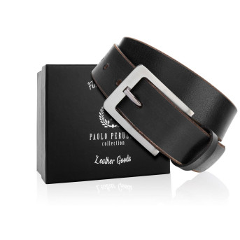 KLASYCZNY PASEK MĘSKI SKÓRZANY CZARNY 110 CM VINTAGE PAOLO PERUZZI 05Z01110