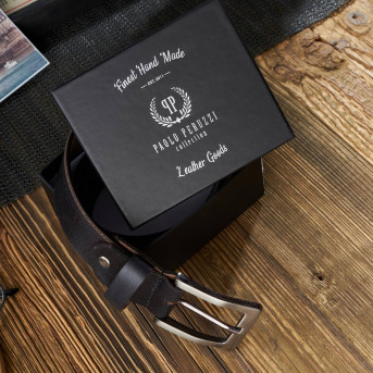 KLASYCZNY PASEK MĘSKI ZE SKÓRY NATURALNEJ  CZARNY 100 CM VINTAGE PAOLO PERUZZI 05Z01100