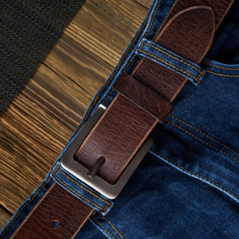 KLASYCZNY PASEK MĘSKI SKÓRZANY BRĄZOWY VINTAGE 90 CM PAOLO PERUZZI 05Z0290