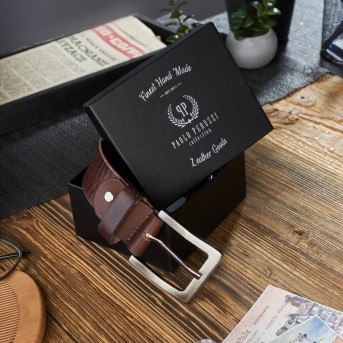 KLASYCZNY PASEK MĘSKI SKÓRZANY BRĄZOWY VINTAGE 100 CM PAOLO PERUZZI 05Z02100