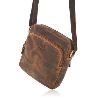 BRĄZOWA TOREBKA SKÓRZANA LISTONOSZKA NA RAMIĘ PAOLO PERUZZI T-63-HBR