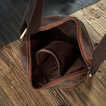 BRĄZOWA TOREBKA SKÓRZANA LISTONOSZKA NA RAMIĘ PAOLO PERUZZI T-63-HBR