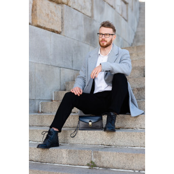 CZARNA ELEGANCKA SKÓRZANA SASZETKA MĘSKA PAOLO PERUZZI N06-BL