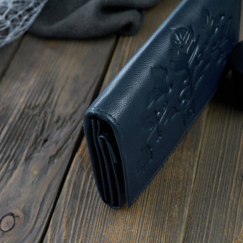 PORTFEL DAMSKI GRANATOWY SKÓRZANY PAOLO PERUZZI T-45-DB