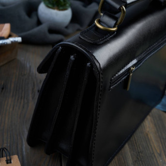 KLASYCZNA SKÓRZANA TOREBKA DAMSKA CZARNA PAOLO PERUZZI N07-BL