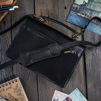 KLASYCZNA SKÓRZANA TOREBKA DAMSKA CZARNA PAOLO PERUZZI N07-BL