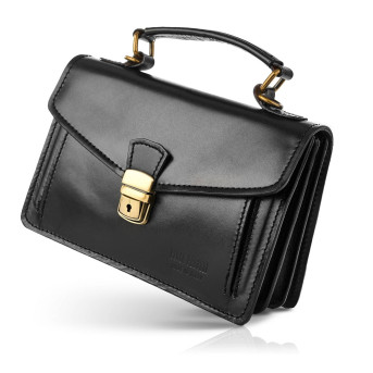 KLASYCZNA SKÓRZANA TOREBKA DAMSKA CZARNA PAOLO PERUZZI N07-BL