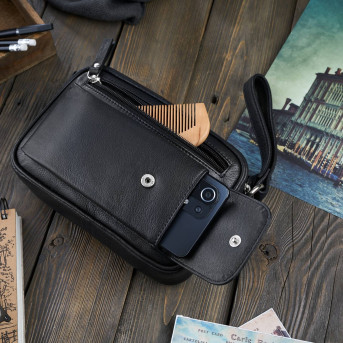 SKÓRZANA SASZETKA MĘSKA DO RĘKI PAOLO PERUZZI T-56-BL