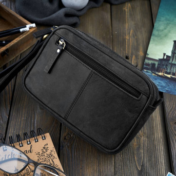 SKÓRZANA SASZETKA MĘSKA DO RĘKI VINTAGE PAOLO PERUZZI T-56-HBL