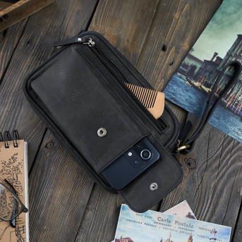 SKÓRZANA SASZETKA MĘSKA DO RĘKI VINTAGE PAOLO PERUZZI T-56-HBL