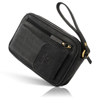 SKÓRZANA SASZETKA MĘSKA DO RĘKI VINTAGE PAOLO PERUZZI T-56-HBL