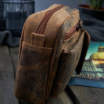 SKÓRZANA SASZETKA MĘSKA DO RĘKI VINTAGE PAOLO PERUZZI T-56-HBR