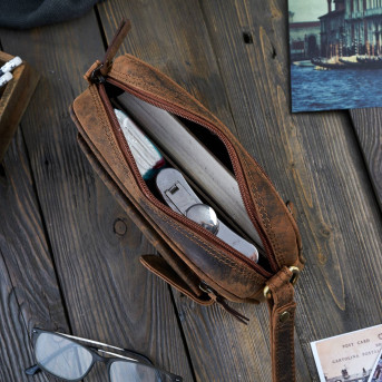 SKÓRZANA SASZETKA MĘSKA DO RĘKI VINTAGE PAOLO PERUZZI T-56-HBR