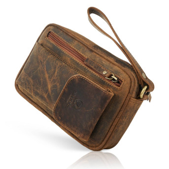 SKÓRZANA SASZETKA MĘSKA DO RĘKI VINTAGE PAOLO PERUZZI T-56-HBR