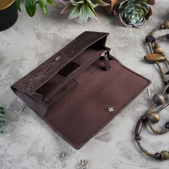 SKÓRZANY PORTFEL DAMSKI BRĄZOWY PAOLO PERUZZI IN-35-BR