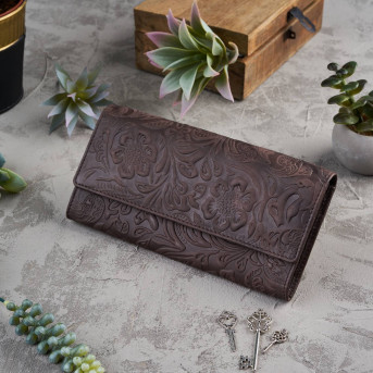 SKÓRZANY PORTFEL DAMSKI BRĄZOWY PAOLO PERUZZI IN-35-BR