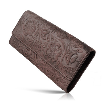 SKÓRZANY PORTFEL DAMSKI BRĄZOWY PAOLO PERUZZI IN-35-BR