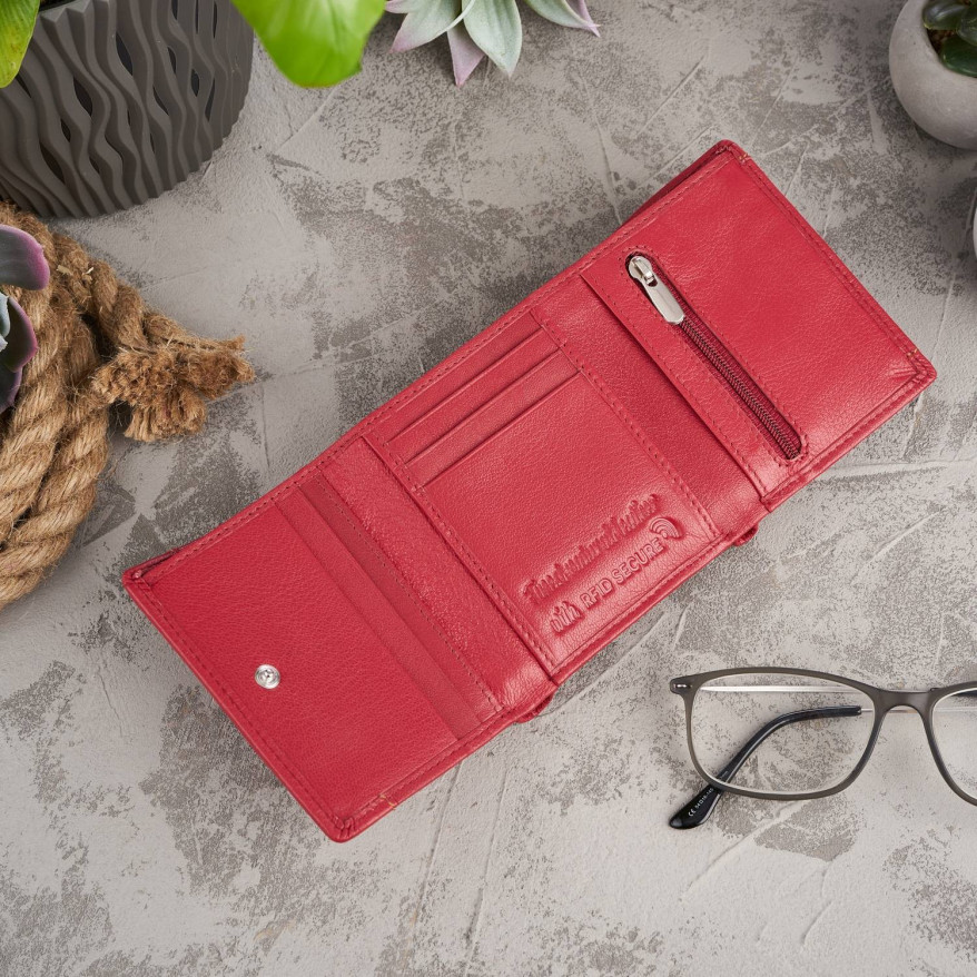 CZERWONY SKÓRZANY PORTFEL DAMSKI PAOLO PERUZZI T-70-LRD