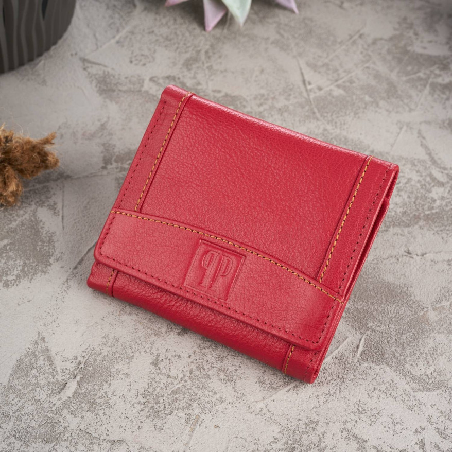 CZERWONY SKÓRZANY PORTFEL DAMSKI PAOLO PERUZZI T-70-LRD