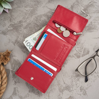 CZERWONY SKÓRZANY PORTFEL DAMSKI PAOLO PERUZZI T-70-LRD