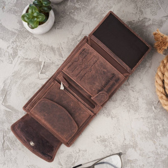 DAMSKI BRĄZOWY SKÓRZANY PORTFEL PAOLO PERUZZI RFID T-12-HBR