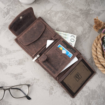 DAMSKI BRĄZOWY SKÓRZANY PORTFEL PAOLO PERUZZI RFID T-12-HBR