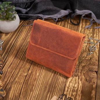 ZESTAW DLA NIEJ ZUP-64-OR: PORTFEL ZE SKÓRY NATURALNEJ T-11 I ETUI NA KLUCZE T-51