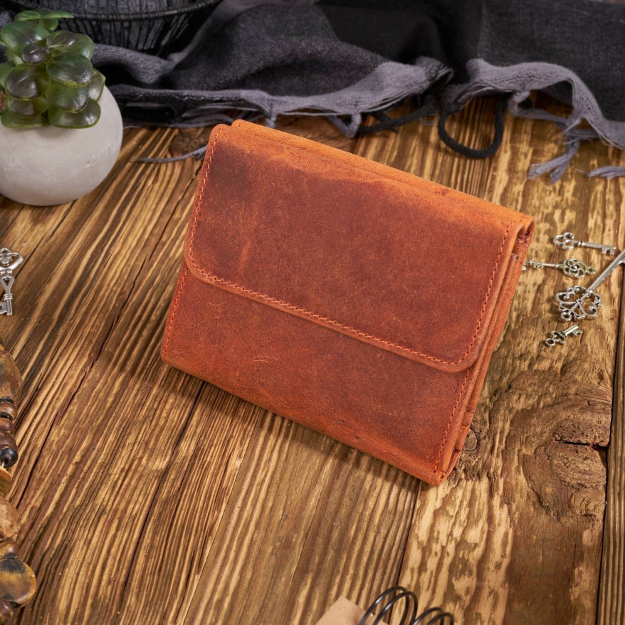 ZESTAW DLA NIEJ ZUP-64-OR: PORTFEL ZE SKÓRY NATURALNEJ T-11 I ETUI NA KLUCZE T-51