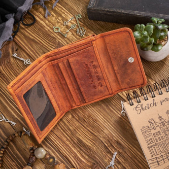 ZESTAW DLA NIEJ ZUP-64-OR: PORTFEL ZE SKÓRY NATURALNEJ T-11 I ETUI NA KLUCZE T-51